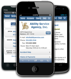 Mobile insurance website for Ability Service Agency, Inc. at m.abilityservice.com